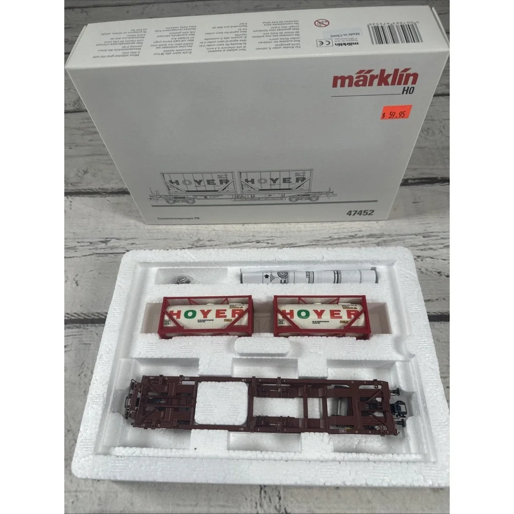 Märklin 47452 HO DB Hoyer Container Flat Car 2 Containers Germany NIB